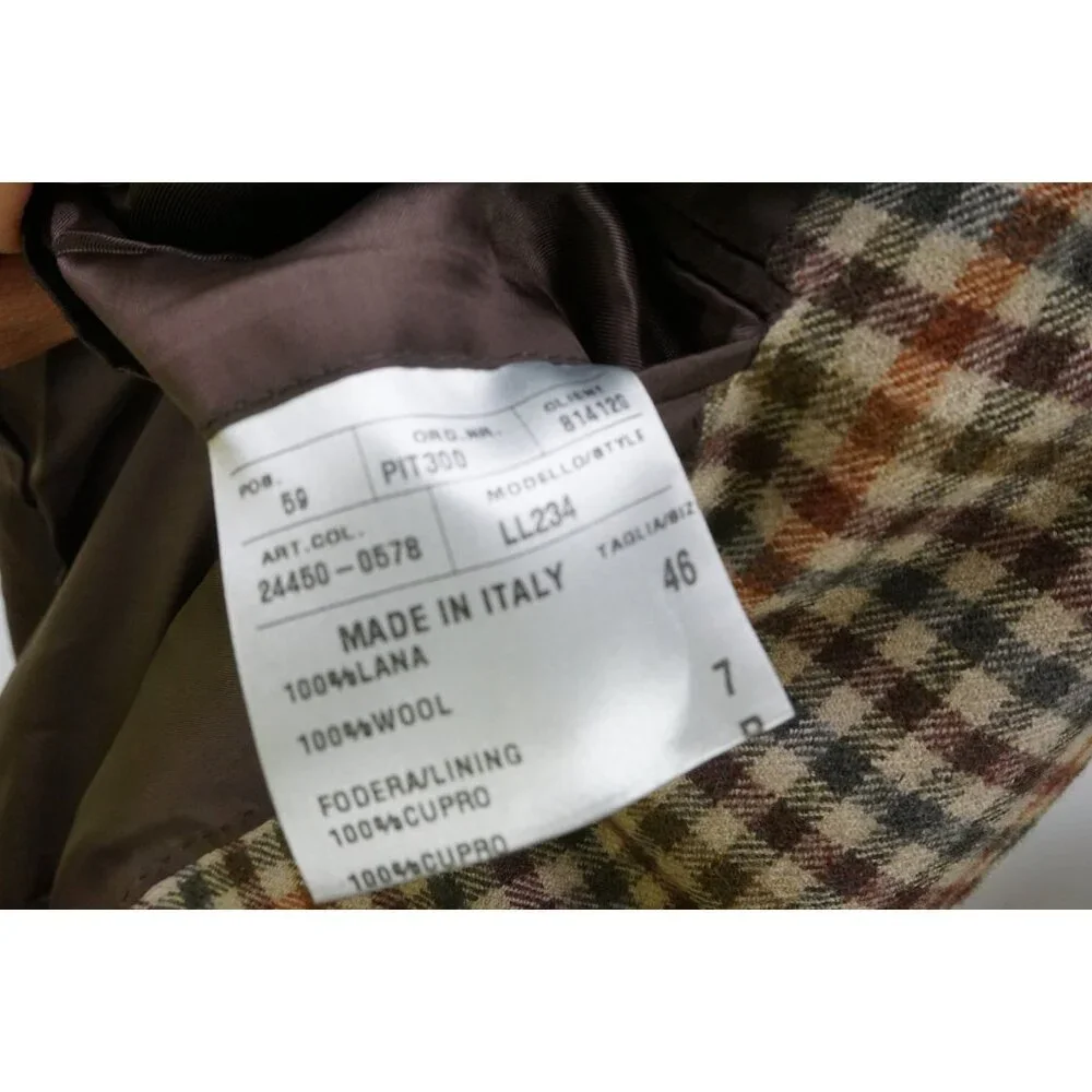 Raffaele Caruso Brown Orange Gingham Plaid Flannel Sport Coat Jacket Sz 36R NEW - Picture 8 of 8